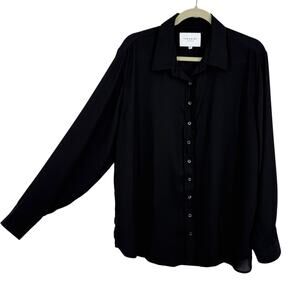 The Shirt Rochelle Behrens Signature Shirt Size 2X Black Crepe Button V Neck
